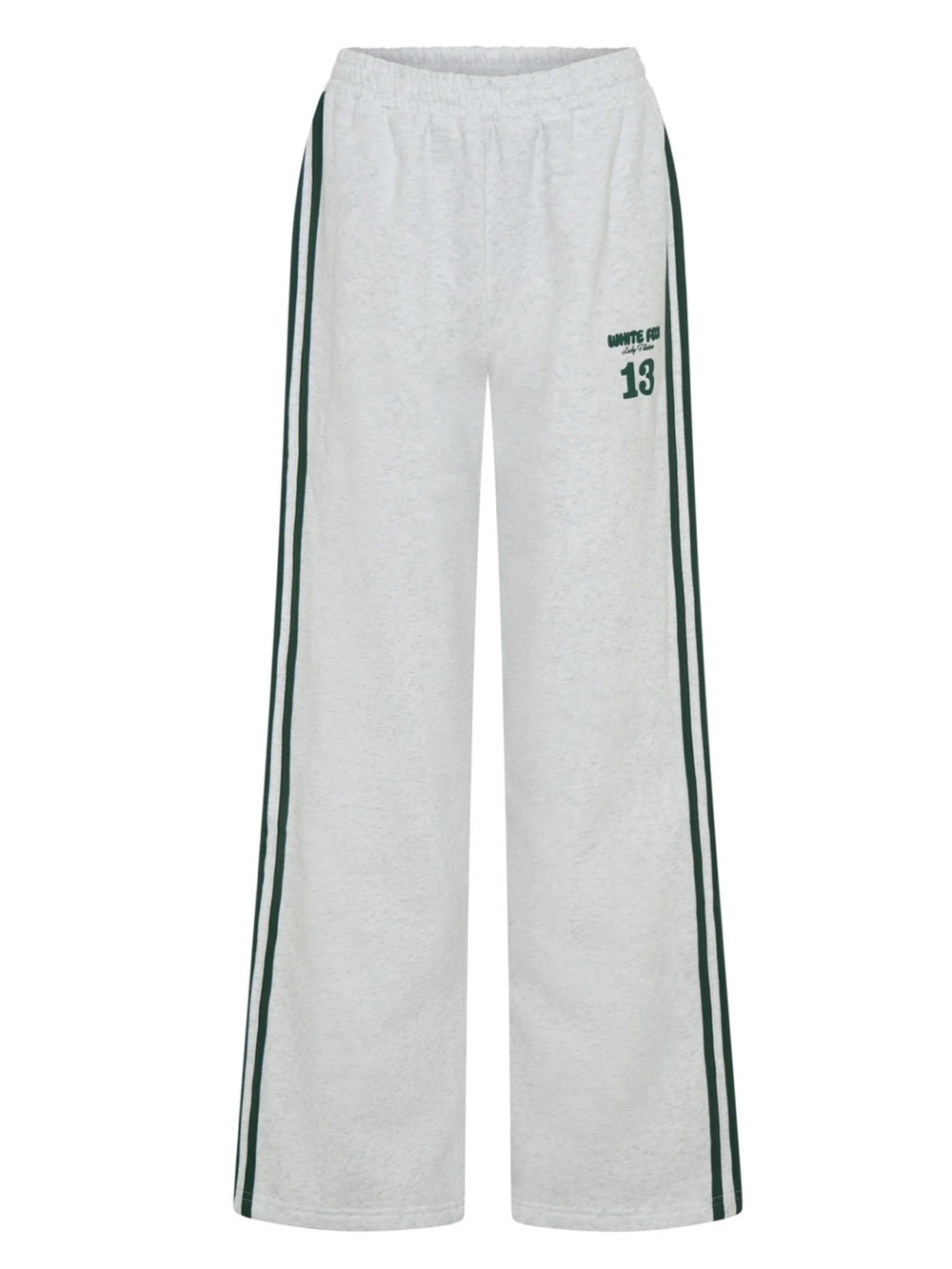 White Fox Bourique Lucky Thirteen Side Stripe Wide Leg Sweatpants in Grey - NWT